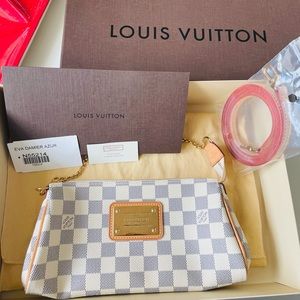 LIKE NEW ❤️‍🔥 Authentic Louis Vuitton Eva Damier Azur pochette bag